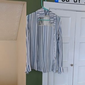 Button down decorative back shirt